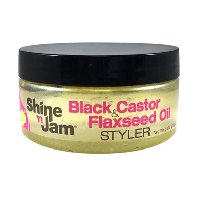 SHINE N JAM BLACK CASTOR & FLAXSEED OIL STYLER 8OZ HAIR GEL - Zeepkbeautysupply