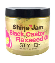 Load image into Gallery viewer, Shine N Jam Black Castor &amp; Flaxseed Oil Styler Gel 16oz - Zeepkbeautysupply
