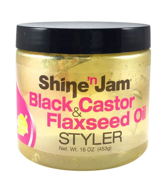 Shine N Jam Black Castor & Flaxseed Oil Styler Gel 16oz - Zeepkbeautysupply