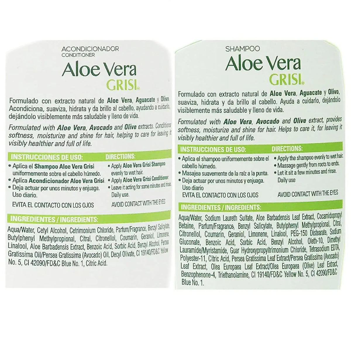 GRISI savila ALOE VERA SHAMPOO AND CONDITIONER 13.5 oz