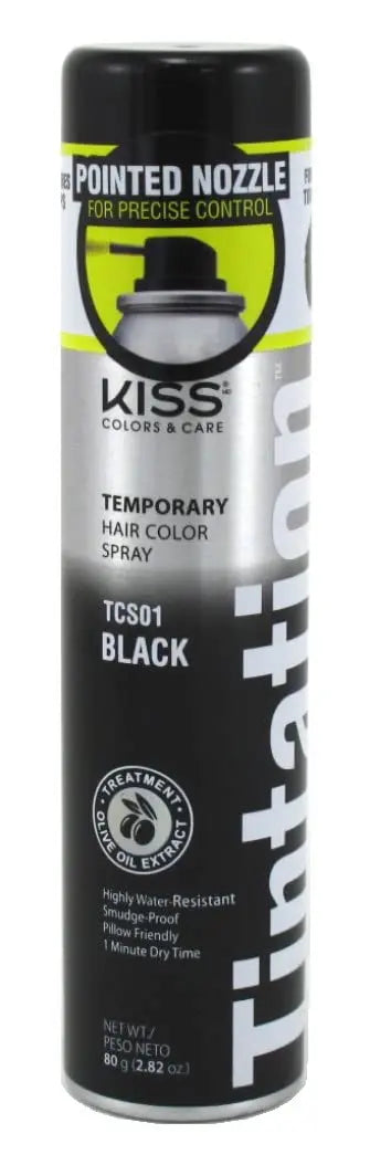 KISS Tintation Temporary Hair Color Spray 2.82 oz (TCS01) Jet Black - Zeepkbeautysupply