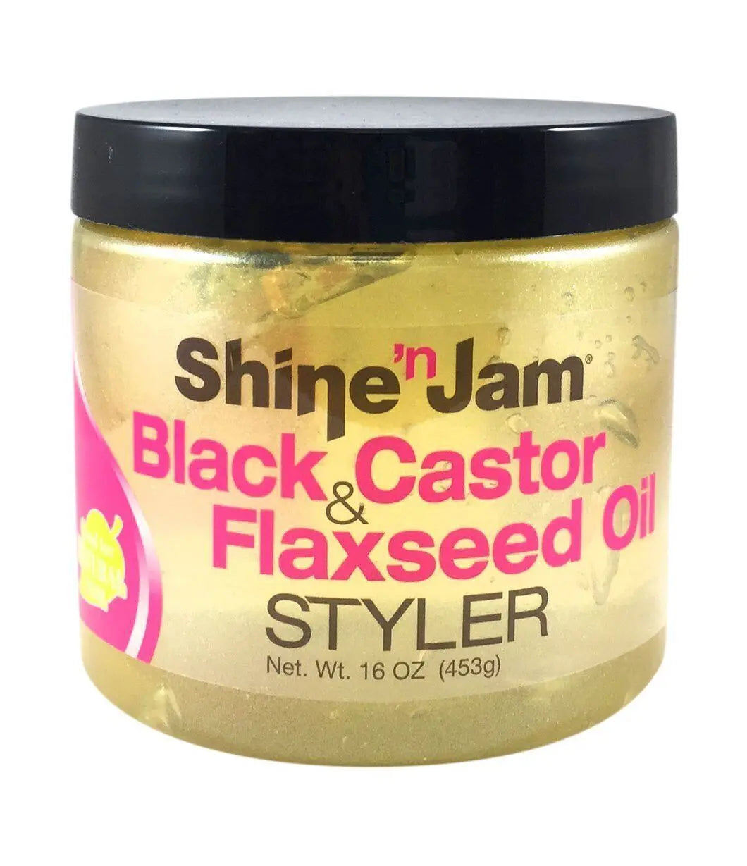 Shine N Jam Black Castor & Flaxseed Oil Styler Gel 16oz - Zeepkbeautysupply