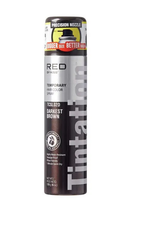 Kiss Tintation Temporary Color Spray Black 2.82 oz (Darkest Brown) TCS02 - Zeepkbeautysupply