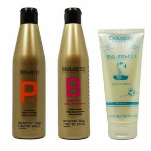 Salerm Protein Shampoo 500 ml + Balsam Conditioner 500 Ml + 21 Leave in 200ml - Zeepkbeautysupply