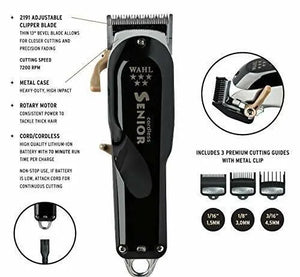 Wahl Professional 5 Star Series Cordless Senior Clipper with Adjustable Blade, Lithium Ion Battery with 70 Minute Run Time for Professional Barbers and Stylists - Model 8504-400 - Zeepkbeautysupply