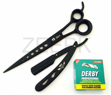 Pro 8” Barber Cutting Shear Scissor, Straight Razor Black Matte freeshipping - Zeepkbeautysupply