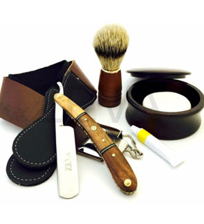 ZEVA Solingen Vintage Wood Handle Straight Razor Shaving Gift Set freeshipping - Zeepkbeautysupply
