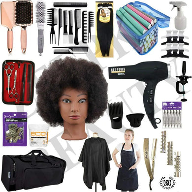 Natural Hair Care & BRAIDING Cosmetology Student KIT Braiding Hair Set Afro Manikin Head Mannequin freeshipping - Zeepkbeautysupply