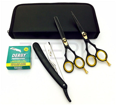 Pro 5.5” Hair Styling & Thinning Shear Scissors, Razor, 100 Blades freeshipping - Zeepkbeautysupply