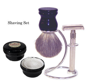 Safety Razor Shave Set - Includes Pure Badger Brush, Stand & Heavyweight Butterfly Open Safety Razor freeshipping - Zeepkbeautysupply
